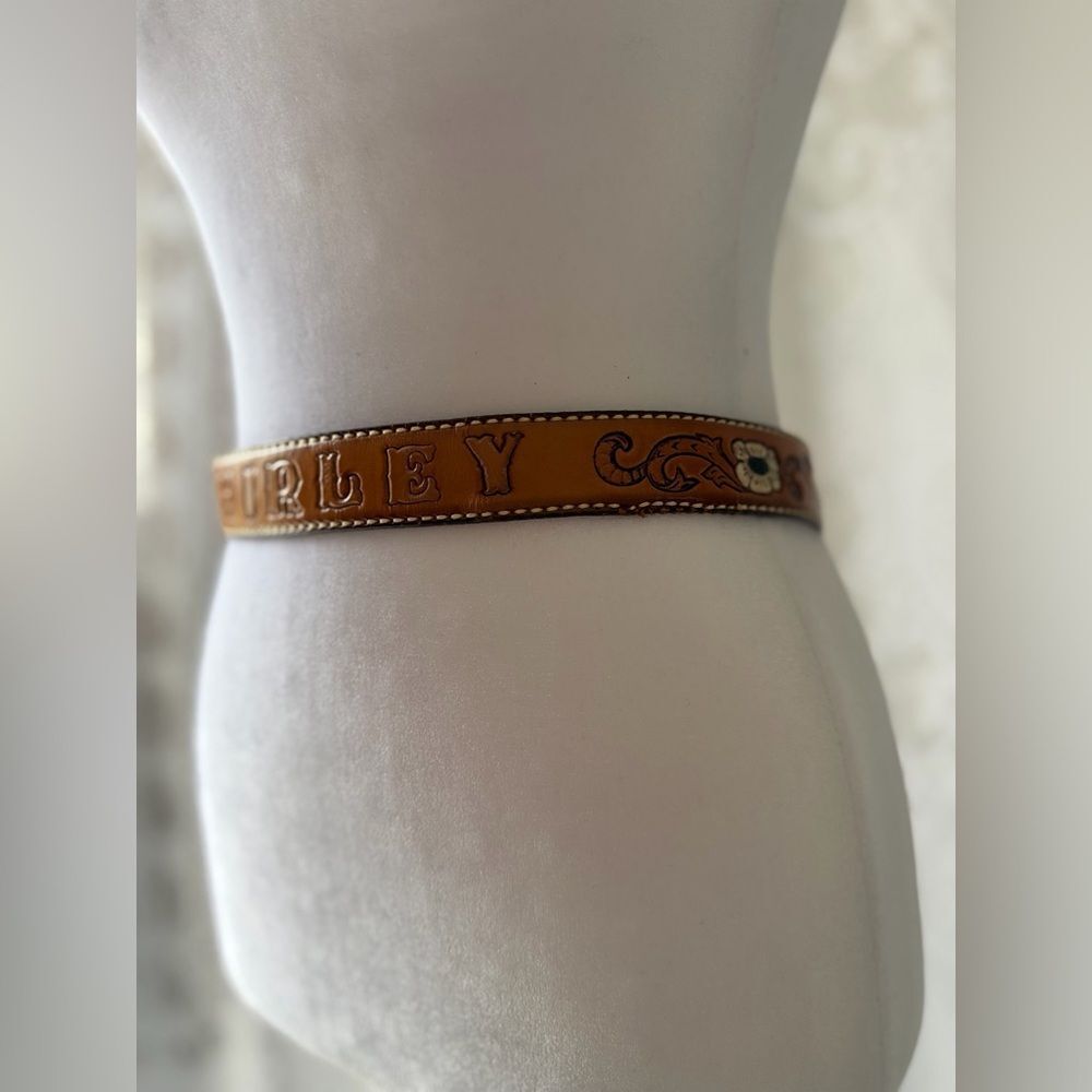 Vintage “Shirley” Hand Tooled Leather Western Belt Floral Size 30 - Picture 10 of 15